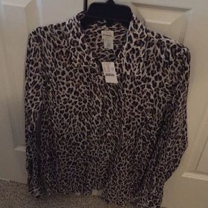 JCrew large leopard print blouse